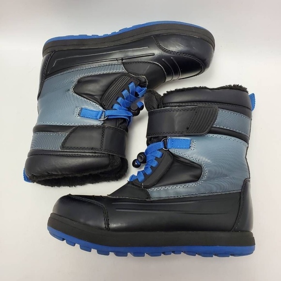 Wonder Nation Sintetico Winter Skater Boot Black Blue Lace Up Size 5 - Picture 9 of 12